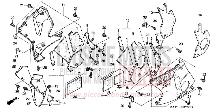 LOWER COWL for Super Blackbird PEARL PRISM BLACK (NH418) from 2000